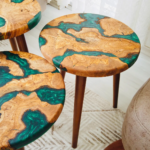 Handmade Olive Wood Epoxy Coffee Table: Live Edge Side Table - Image 2