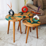 Handmade Olive Wood Epoxy Coffee Table: Live Edge Side Table - Image 4
