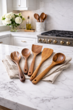 Handcrafted wooden kitchen utensil set, durable, eco-friendly, heat-resistant, smooth finish, safe for non-stick cookware, perfect for cooking, serving, and everyday use. - Image 3