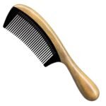 Buffalo Horn Comb With Sandalwood Handle (Rounded) - Image 3