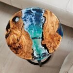 RESIN AND WOODEN COFFEE TABLE