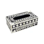 Bone Inlay Tissue Box Floral - Black | Tissue Boxes