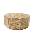 Floral Elegance Bone Inlay Octagonal Coffee Table