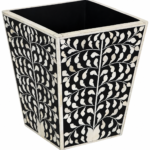 uxury Black Bone Inlay Waste Bin