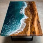 RESIN AND WOODEN TABLE