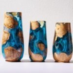 Ocean Flow Resin Wooden Vase Set
