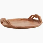 Mud Pie Wood Braided Handle Tray;