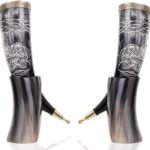 Engraved Viking Horn Drinking Set