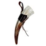 Handcrafted Viking Horn Mug with Leather Holder