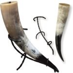 Name: Handcrafted Buffalo Horn Drinking Cup with Iron Stand