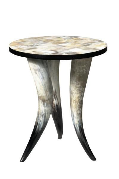 WhatsApp Image 2026-05-25 at 5.58.42 PM (2) Luxury Mosaic Buffalo Horn Accent Side Table - Image 1