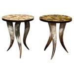 Luxury Mosaic Buffalo Horn End Tables (Pair)