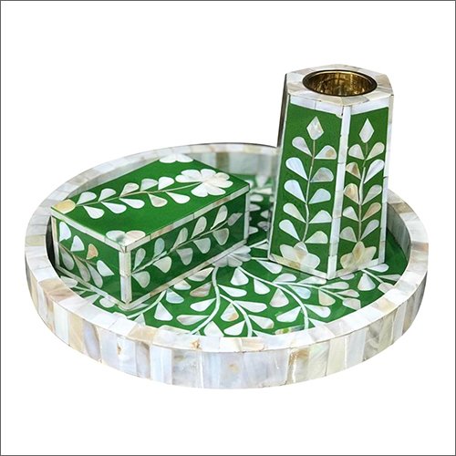 bone in lay 1 Bone Inlay Incense Burner Set With Box And Tray - Image 1