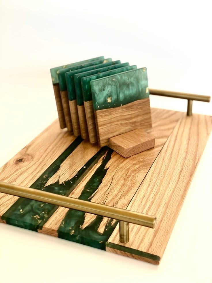 download (1) The Emerald River Serving Tray & Coaster Set - Image 1