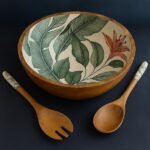 The Tropical Oasis: Enameled Wood Salad Bowl & Servers Set