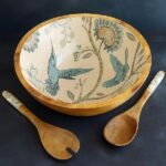 he Enchanted Garden: Enameled Wood Hummingbird Bowl Set