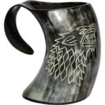 Wolf Engraved Viking Horn Mug